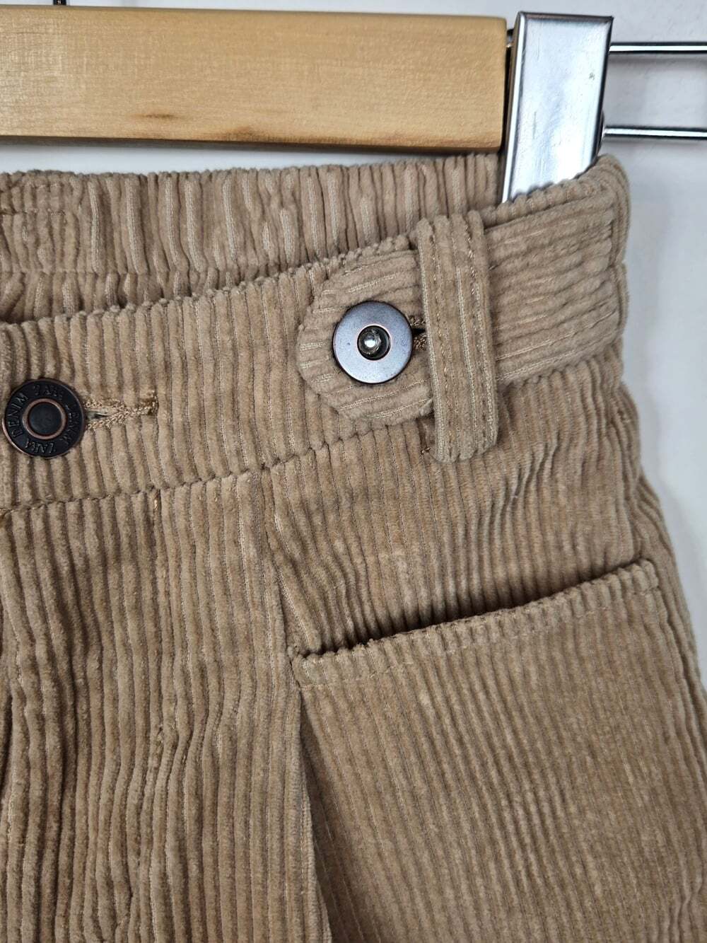 Zara Girls Size 7 Tan Corduroy Pleated Shorts High Waist Academia - Picture 3 of 7